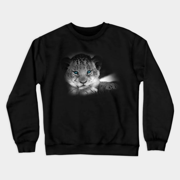 Baby Tiger with Blue Eyes Crewneck Sweatshirt by MONLart